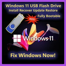 Windows 11 64bit USB Flash Drive Bootable Install Recover Repair Upgrade