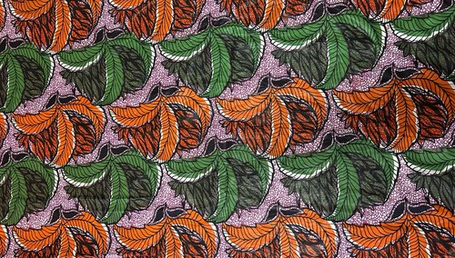 Vintage Stoff Baumwolle Wachs afrikanischer Druck Blumen orange lila grün 2 Yards - Bild 2 von 4