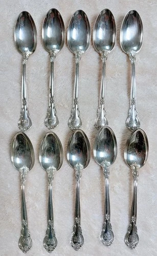 10 Gorham Chantilly Sterling Demitasse Spoons Pat 1895 Mono NER