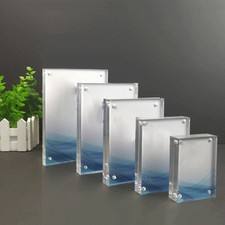 Freestanding Clear Acrylic Magnetic Picture Photo Frame Display Stand 5 Sizes 1x