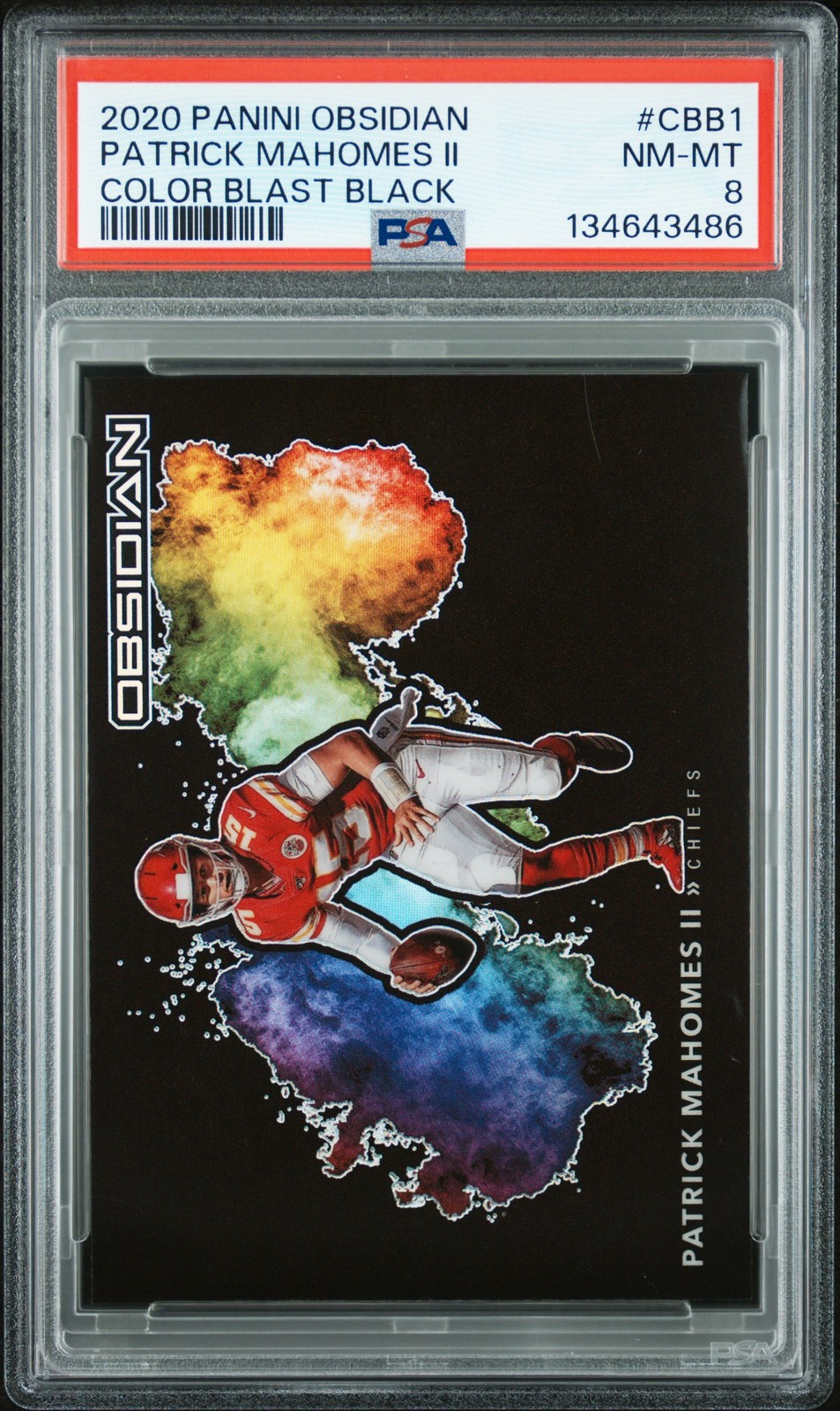2020 PANINI OBSIDIAN COLOR BLAST BLACK #CBB1 PATRICK MAHOMES II PSA 8