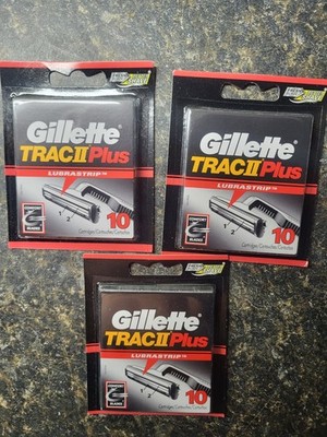 Genuine Gillette Trac II Plus Razor Blades with Lubrastrip 3 Packs 30 Total