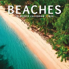 Carousel Calendars,  Beaches 2026 Wall Calendar, 12'' X 12'', 16-Month Calendar