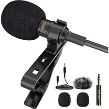 Omnidirectional Lavalier Microphone 14.7FT with 3.5mm Compatibility for YouTube
