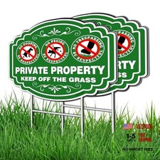 2 PC No Dog Poop Sign - 14    11    Double Sided Yard Signs with Metal H-Stake 
