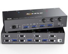 8K Displayport KVM Switch 2 Monitors 3 Computers 8K 60Hz 4K 144Hz,Dual Monito...