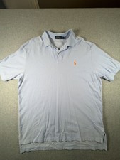 Polo Ralph Lauren Light Blue Short-Sleeve Polo Shirt with Orange Logo