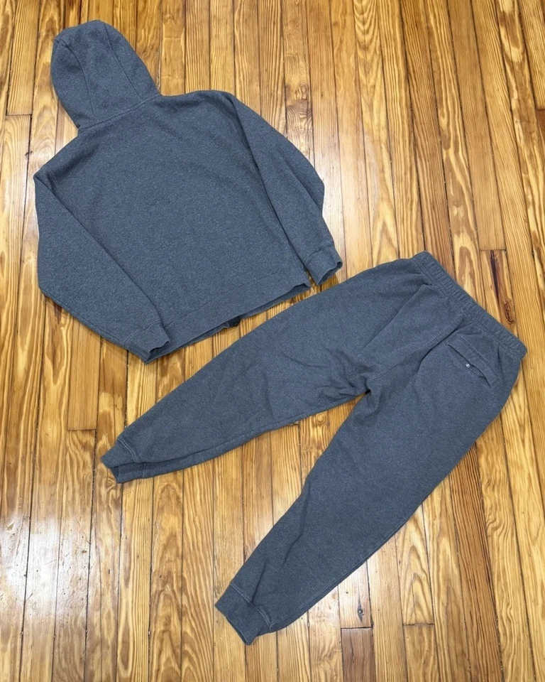 Nike Sportswear Club Fleece Gray Full Zip Hoodie & Pants Set Sz Small Sweatsuit - Image 2 of 3