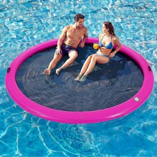 6-12FT Round Inflatable Floating Dock, Sunchill Float Ring, Water Hammock Tannin