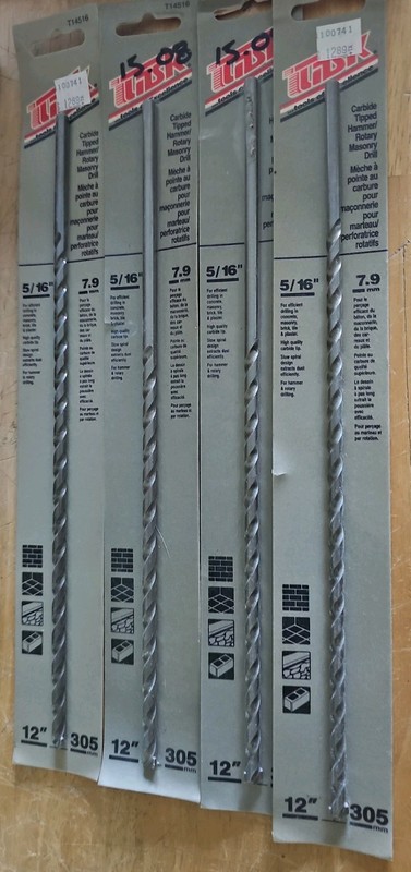 4 - Task Tools T14516 5/16" Carbide Tipped Hammer Or Rotary Masonry Drill Bit