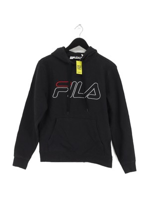 Fila Herren Hoodie M schwarz Grafik Baumwolle mit Polyester Pullover