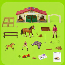 SCHLEICH 42195 Farm World Pferdestall mit Pferden und Zubehör - Ersatzteile NEU