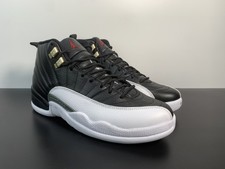 Jordan 12 Retro "Playoffs" Mens High-Top Basketball Shoes Black White
