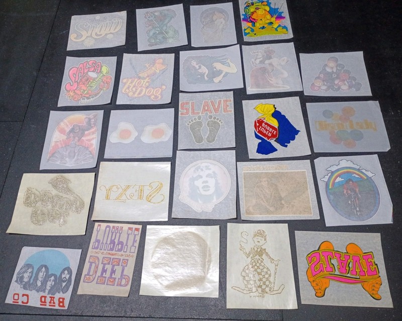 Lot of 24 1970s T-SHIRT IRON-ONS Sports Music Disco Frampton Slave Aztec Kong