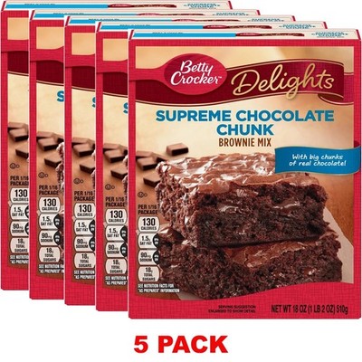 Betty Crocker Delights Supreme Chocolate Chunk Brownie Mix 18 oz Box   5 PACK