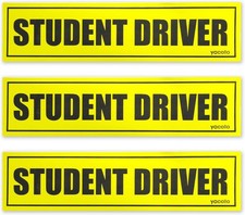Set of 3 Student Driver Magnet - Reflective Sign Large, Yellow