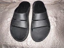 Oofos-OOahh Slide Recovery Sandals Men's Black Size 14