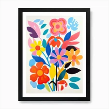 Whimsical Flower Ballet; Henri Mati Framed Wall Art Poster Canvas Print Picture