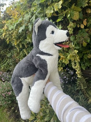 Ikea Livlig Husky großer grau & weißer Hund weiches Plüschtier 19 Zoll Teddy