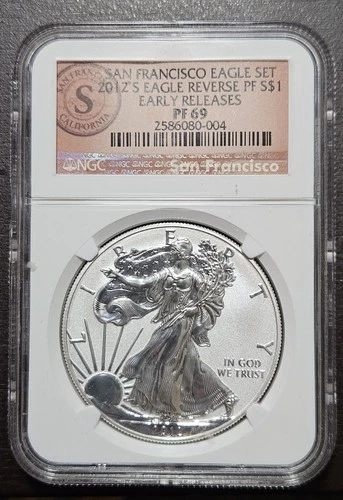 2012-S American Silver Eagle Reverse Proof NGC PF69 San Francisco Label #004