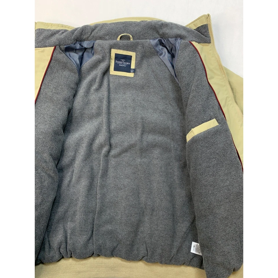 Chaqueta Bomber Glory Desteñida Para Hombres L Caqui Forrada de Vellón Bolsillos con Cremallera Completa Rompevientos Foto 2 de 4