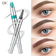 New 4 Point Waterproof Microblading Eyebrow Pen Dark Brown Fast Shipping
