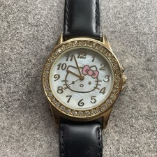 Hello Kitty Watch 36mm Gold Tone Case W/Rhine...
