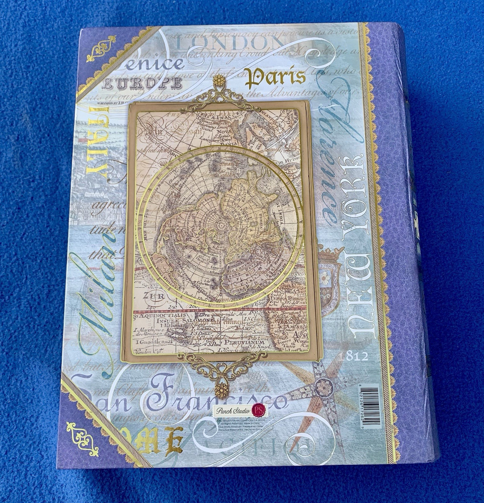 Punch Studio World Atlas Decorative Storage Secret Box Peace 13.5”x 10.5" x 3.5"