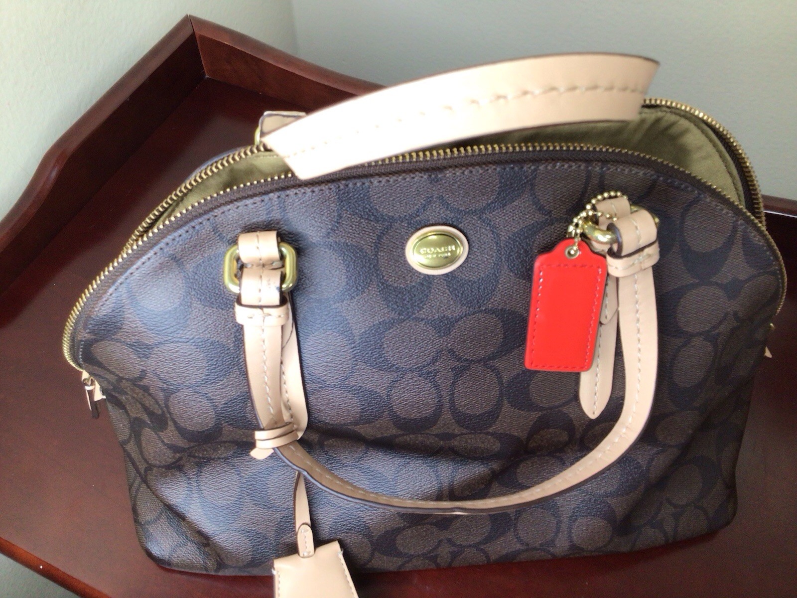 Coach Peyton Signature Cora Domed Satchel Bag with Detachable Strap image 6