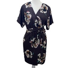 Ann Taylor Petite Floral Lined Wrap Dress. Purplish/Brown. Size XSP.