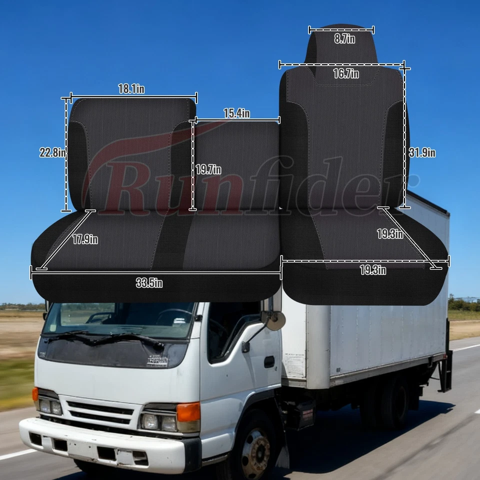 runfider For Isuzu NPR 1995-2005 40/60 Split Bench Front Seat Cover — 第 4/4 张图片