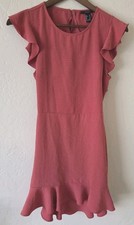 Forever 21 Juniors Dress Open Back Medium Flutter Sleeve Kick Pleat Peach