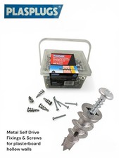 PLASPLUGS METAL PLASTERBOARD CAVITY WALL FIXING PLUG SELF DRIVE INCLUDING SCREWS