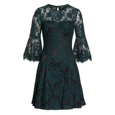 NWT Eliza J Womens Size 16 Green Bell Sleeve Floral Lace Mini Dress NEW