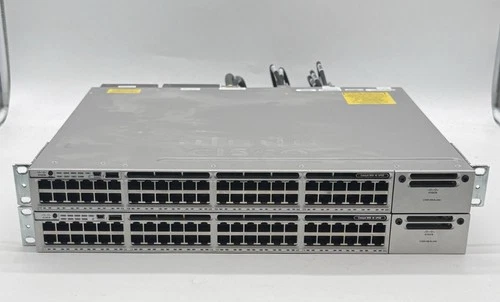 2x Cisco 3850 48-Port UPOE Switches w/ Stacking Cables | Catalyst C3850