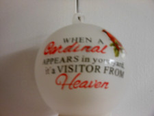 Christmas Is Forever "CARDINAL MEMORIAL 3" Glass LED ORNAMENT" NEW in BOX