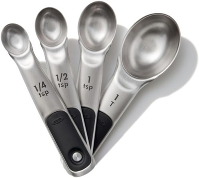 #ad OXO Good Grips 4 Piece Stainless Steel Measuring Spoons with Magnetic Snaps $13.25
