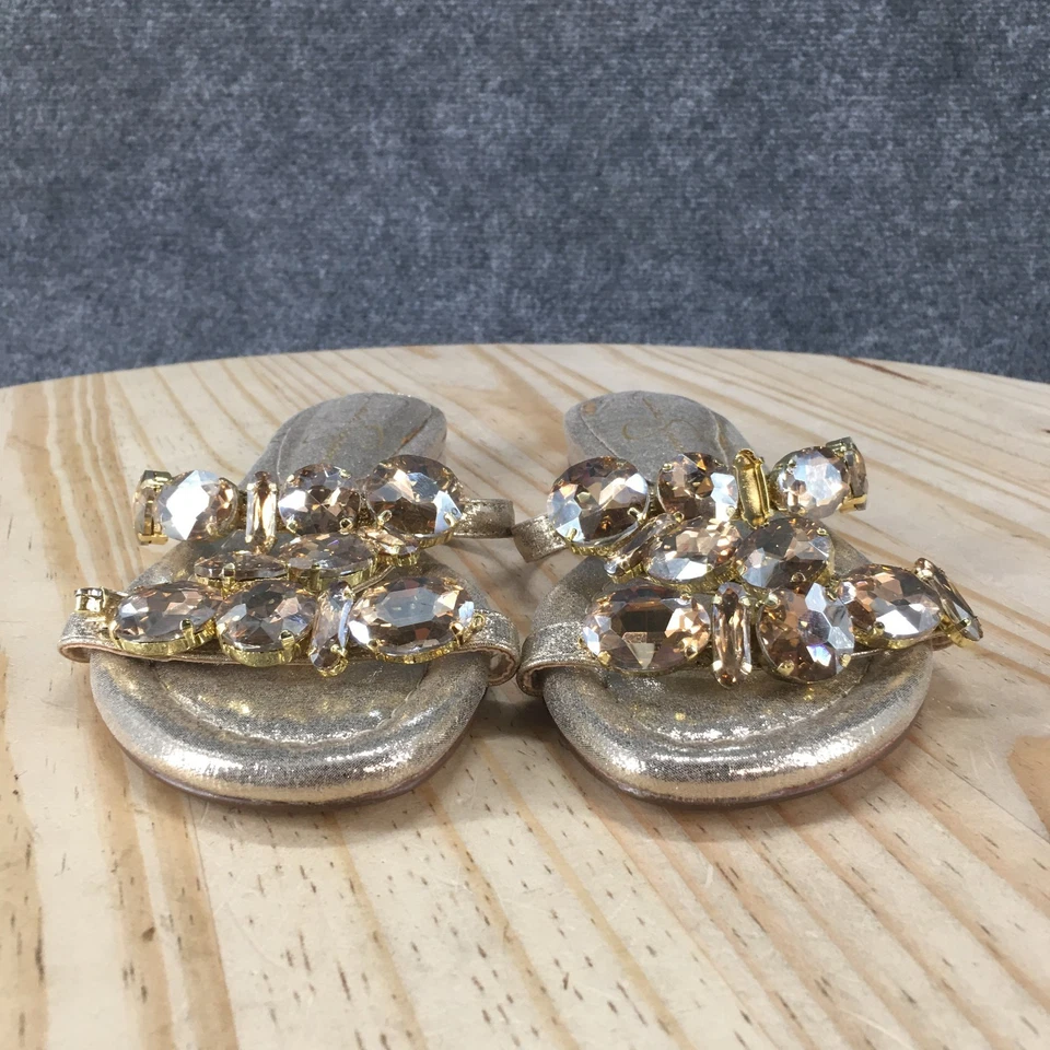 NEW Jessica Simpson Sandals Womens 6.5 M Avimma Studded Slip On Flats Slide Gold - Image 4 of 4