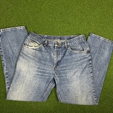 Vintage Lee Mens Blue Medium Wash Denim Straight Jeans Sz 32"