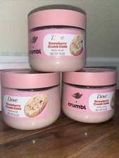 Lot Of 3 Dove X Crumbl     Strawberry Crumb Cake Cookie Exfoliating Body Scrub