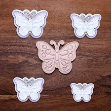 Butterfly Cookie Cutter Set and Stamp – Cute Spring Baking Fondant Craft Mold