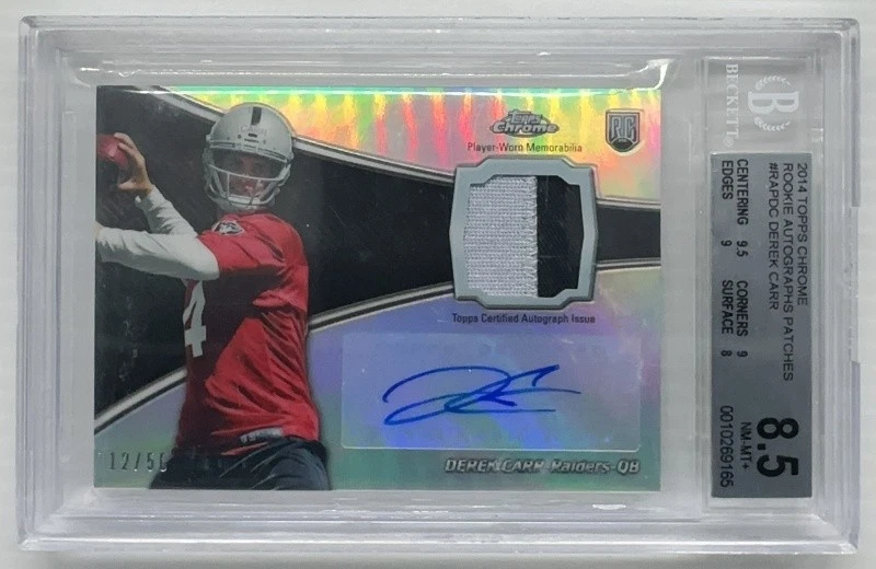 Derek Carr Topps Chrome Rookie Autograph Patches #RAPDC Base