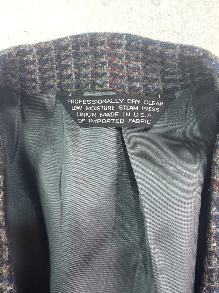 Blazer Chaqueta Abrigo Traje Deportivo Abrigo Lana EE. UU. Lana Años 90 Patrick James 42R Gris Tweed Foto 3 de 4