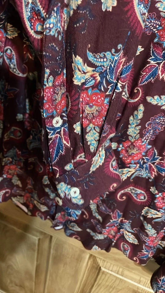 Camisa de vestir Zara para hombre pequeña púrpura cachemira con botones etiqueta de cuidado faltante Foto 3 de 4