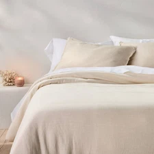 King/California King Heavyweight Linen Blend Comforter & Sham Set Natural