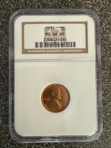 1934 NGC MS-66 RD U.S. LINCOLN HEAD CENT