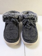 Hey Dude Britt Black Ankle Booties Faux Fur Women's Size 8