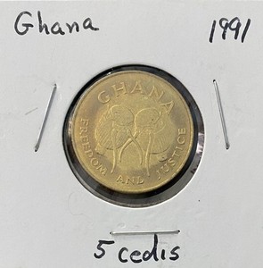 Ghana 1991 5 cedis magnetic coin