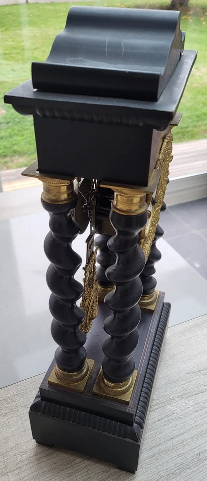 ancienne pendule clock horloge regulateur carillon à colonnes Napoléon III. - Photo 3/4