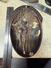 Antique Farmers Daughter Naughty Cast Iron Ashtray Painted APPA